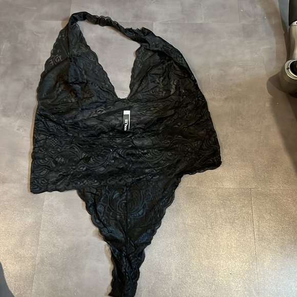 Adore Me black lace halter one peice bodysuit 3XL never worn - Picture 2 of 2
